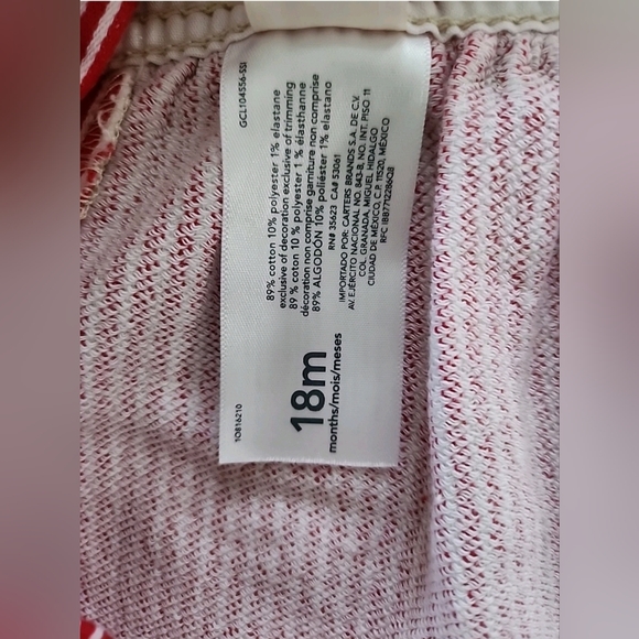 OshKosh B’gosh Baby Red & White Striped Overalls Dress Cotton 18 Month Vestbak - Picture 9 of 10